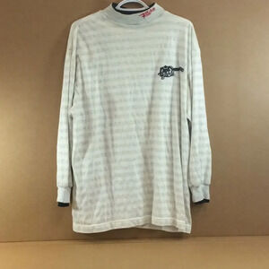 Molson Canadian Rocks Long Sleeved Striped Shirt  Mens L Retro Mock Turtleneck